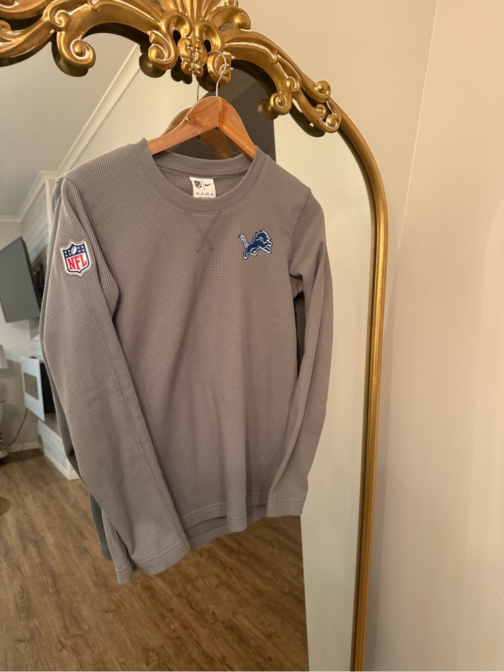 Detroit Lions Gray Thermal Crewneck Nike NFL